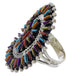 Multicolor Needlepoint Silver Ring Size 8-3/4 JX38299